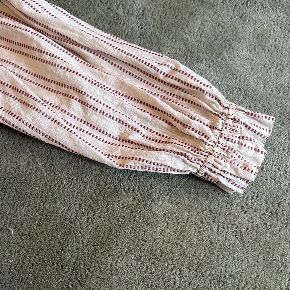 Elizabeth and James Women’s Cream and Burgundy Striped Dress - Picture 5 of 10